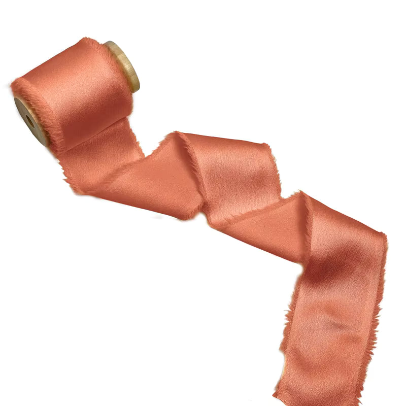 1.5" satin hand-shredded chiffon ribbon