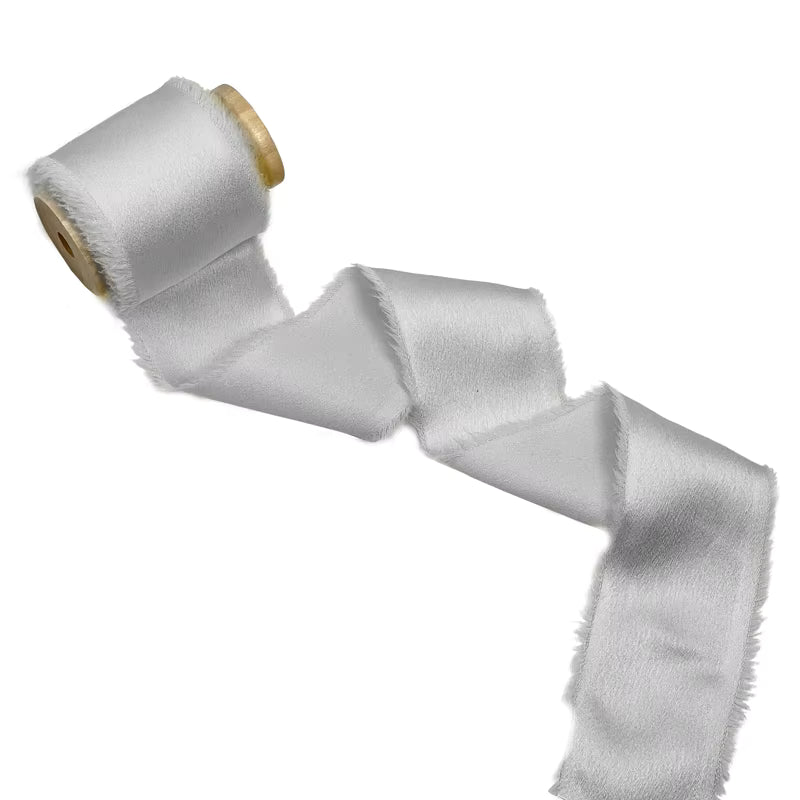 1.5" satin hand-shredded chiffon ribbon