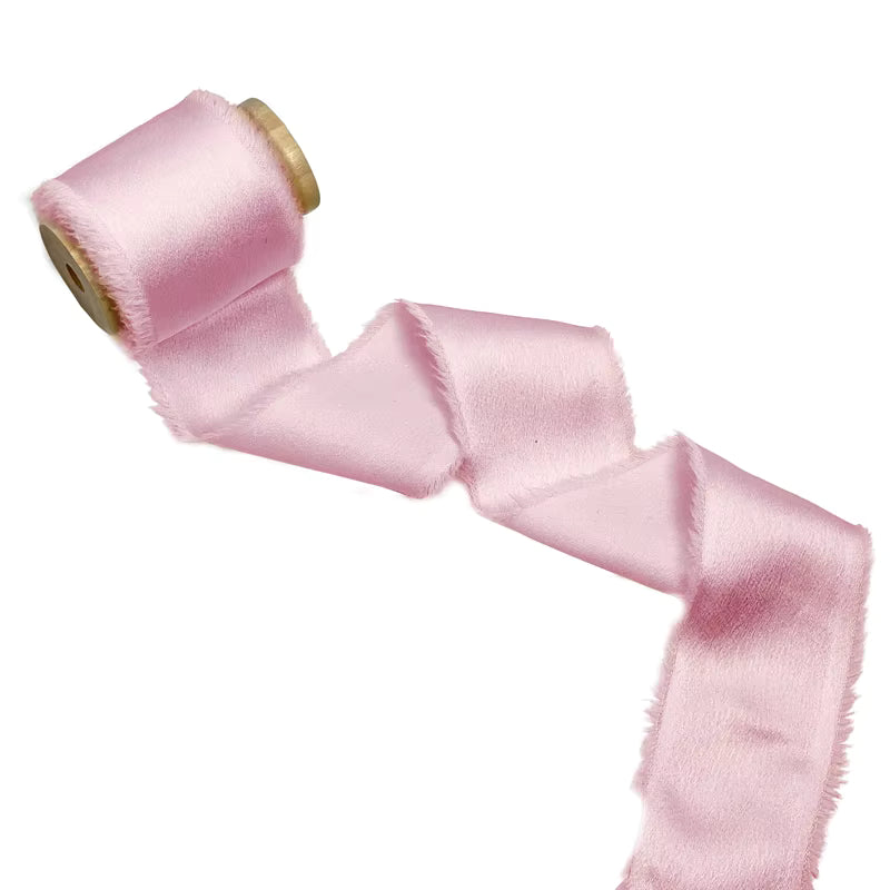 1.5" satin hand-shredded chiffon ribbon