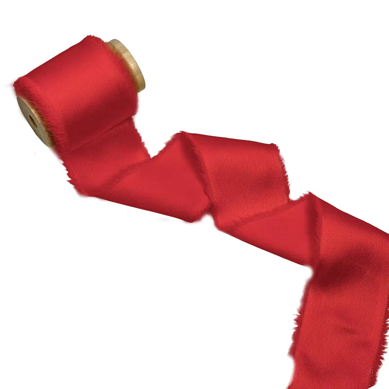 1.5" satin hand-shredded chiffon ribbon