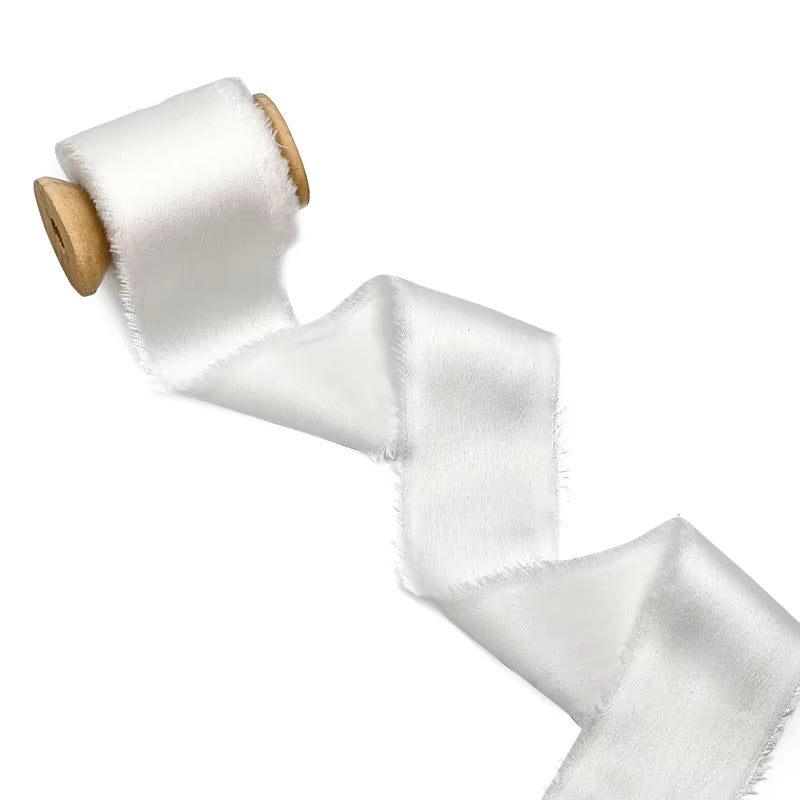 1.5" satin hand-shredded chiffon ribbon