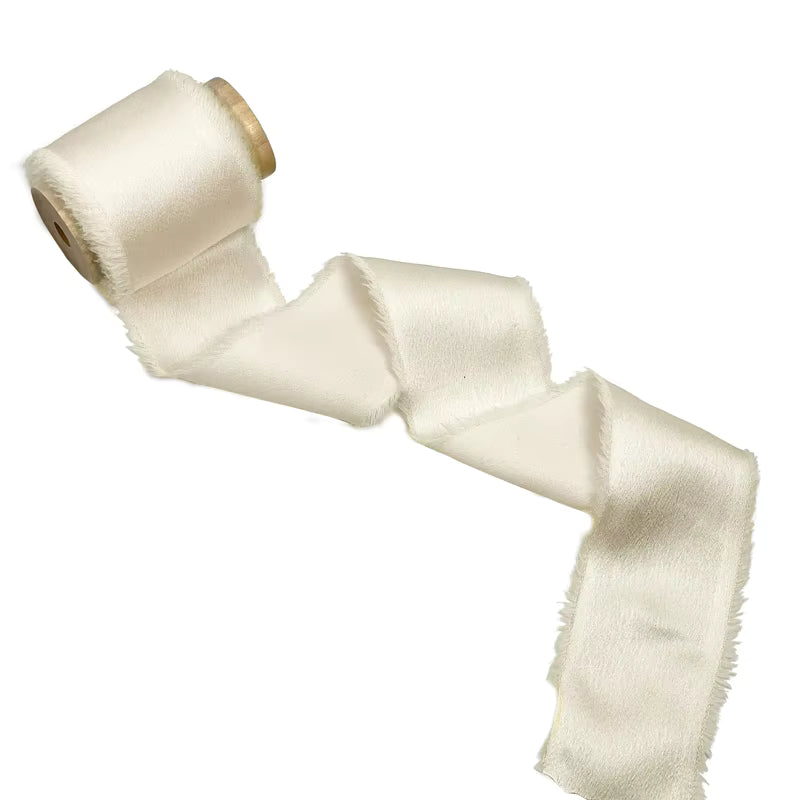 1.5" satin hand-shredded chiffon ribbon