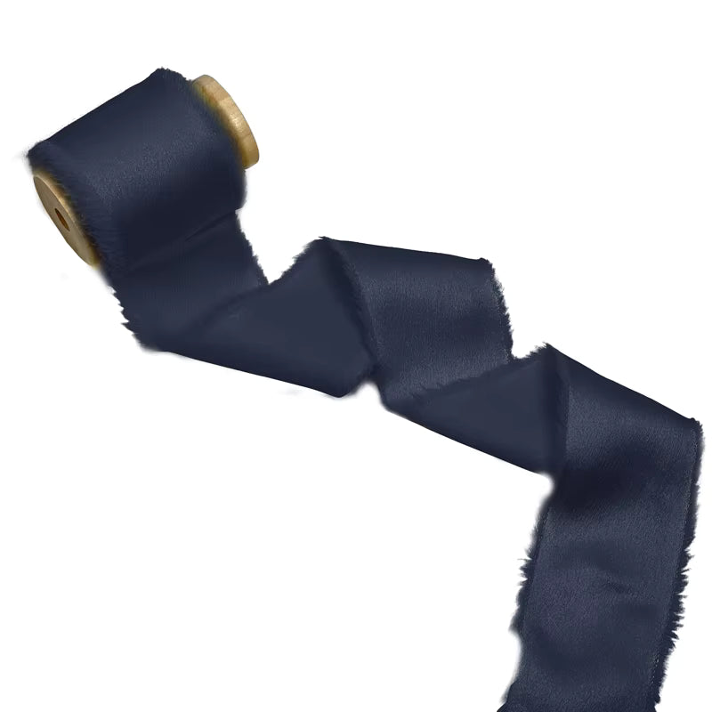 1.5" satin hand-shredded chiffon ribbon