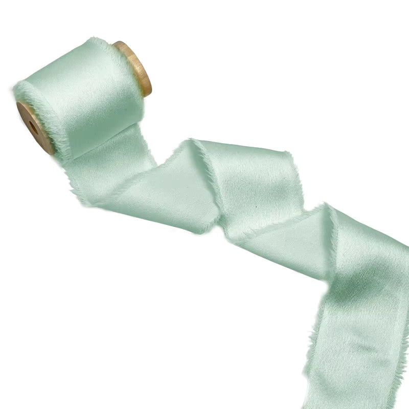 1.5" satin hand-shredded chiffon ribbon