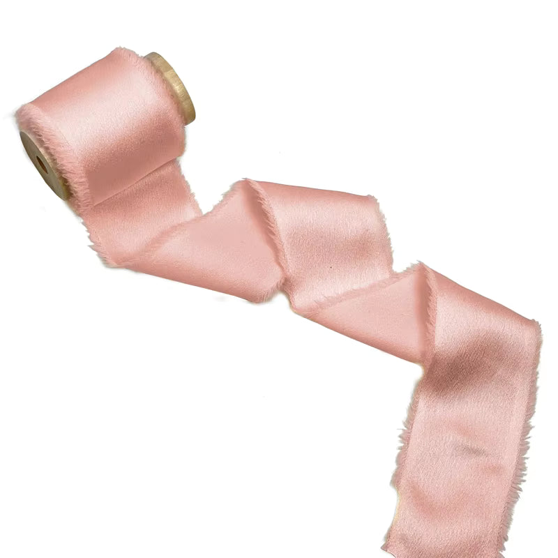 1.5" satin hand-shredded chiffon ribbon