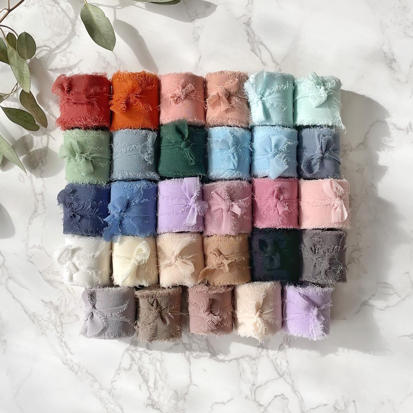 2-inch handmade rough-edged chiffon ribbon with frayed edges