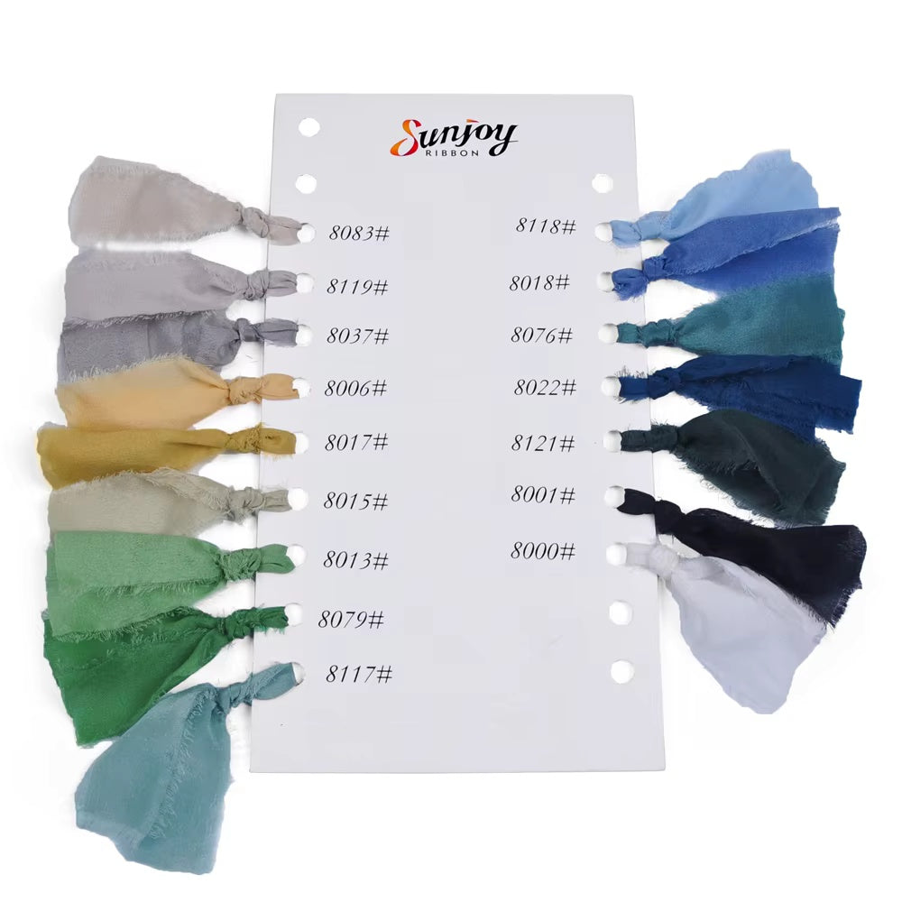 2.5cm, 3cm, 5cm hand-torn white, rough, frayed edges, 100% pure silk ribbon